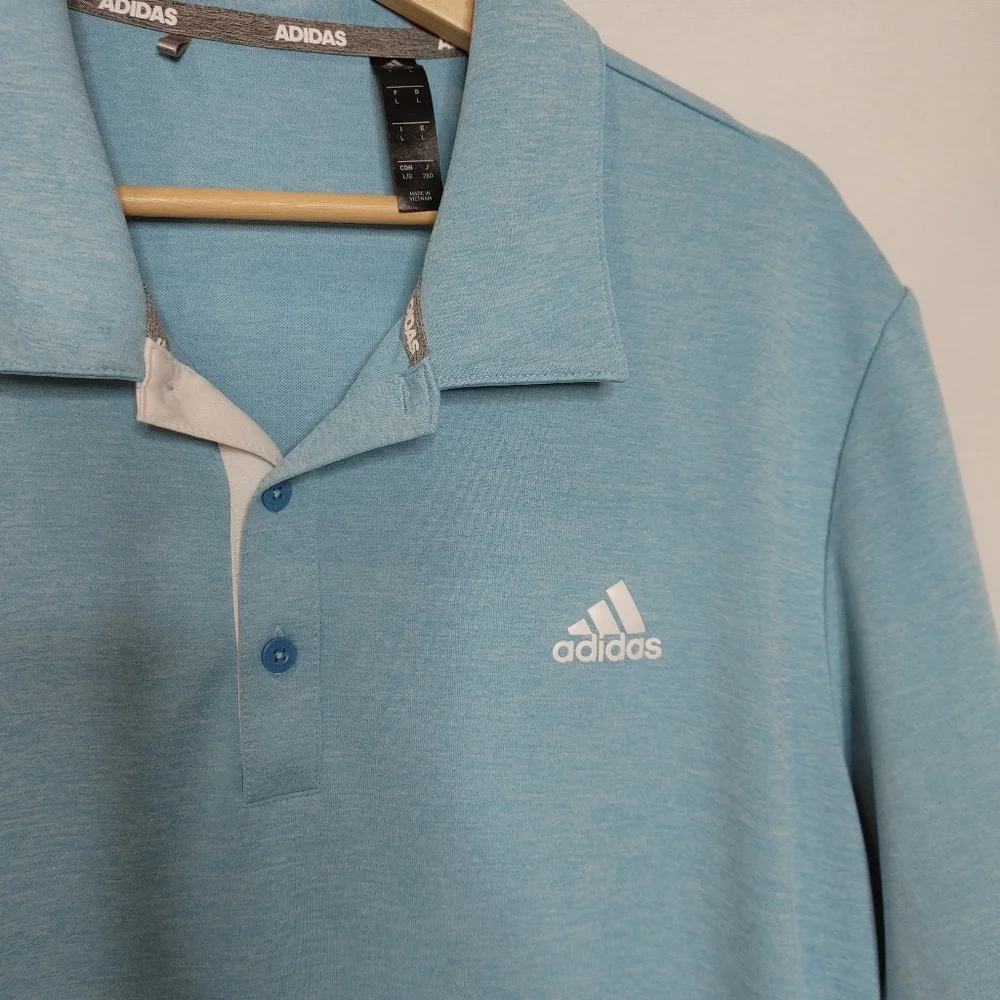 Adidas ADVANTAGE NOVELTY HEATHERED‎ POLO SHIRT GP4211 Light Blue Large L UV50+